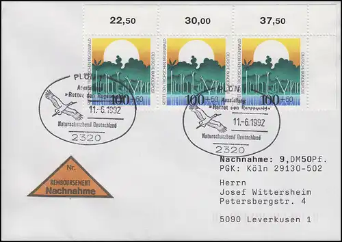 1615 Umweltschutz Rettung Regenwald MeF NN-FDC ESSt Plön Weißstorch 11.6.1992