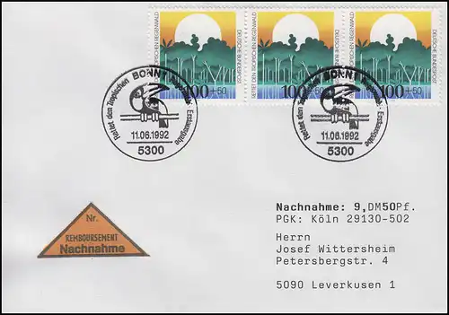 1615 Umweltschutz Rettung Regenwald MeF NN-FDC ESSt Bonn Vogel 11.6.1992