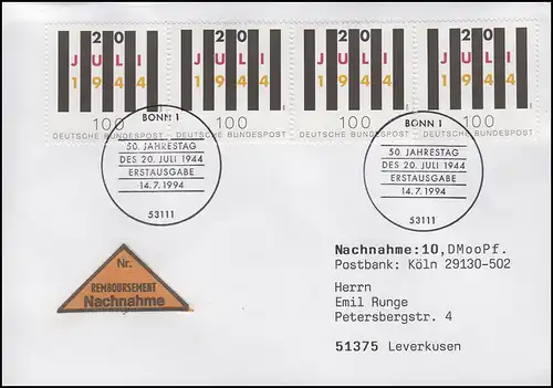 1741 Attaque 20 juillet 1994, 4x du vol 29 MeF sur NN-FDC Bonn anniversaire 14.7.94