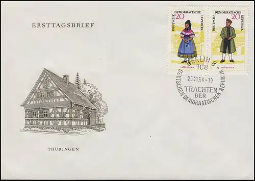 1074-1079 Schönen 1964: 3 Tableaux sur FDC 1, 2 et 3 ESSt Berlin