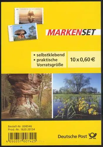 FB 39 Unteres Odertal und Pfälzerwald, Folienblatt mit 5x 3080-3081, **