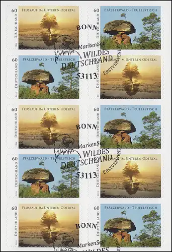 FB 39 Odertal & Pfälzerwald inférieur, feuille feuille de 5x 3080-3081, EV-O Bonn