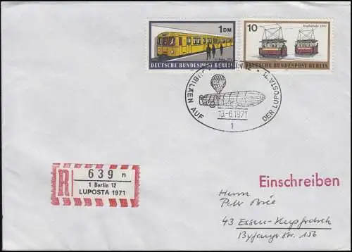 Sonder-R-Zettel LUPOSTA 1971, R-Bf. SSt Berlin LUPOSTA Zeppelin 13.6.1971