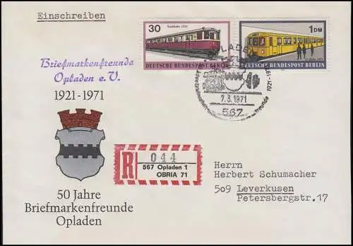 Sonder-R-Zettel OBRIA 71, Berlin-MiF R-Bf SSt Opladen Eisenbahn 7.3.1971 