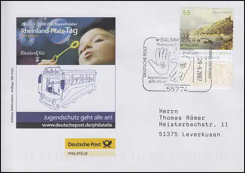 Rheinland-Pfalz-Tag & Jugendschutz, Auflage 500! SSt Baumholder Hände 29.6.2007
