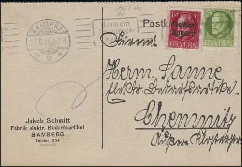 155A+112A Ludwig & Volksstaat, MiF PK Elektrohandel Bamberg 31.12.19 n. Chemnitz