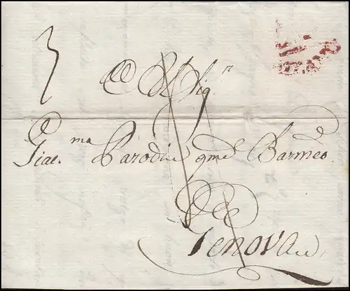 Italien Vorphilatelie Brief Milano / Mailand 30.8.1817 nach Genova / Genua