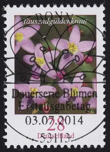 3088 Fleur 28 cents avec le numéro GERADER, ESSt Bonn