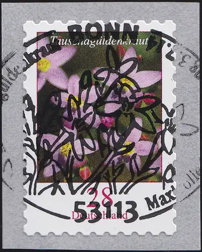 3094 Blume 28 Cent 2014 sk aus 500er mit UNGERADER Nummer, EV-O Bonn