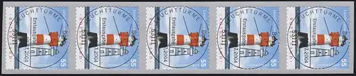 2413 phare sk, bandes de 5 avec numéro UNGERADER, ESSt Bonn