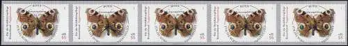 2504 Schmetterling, 5er-Streifen mit UNGERADER Nummer, ESSt Bonn