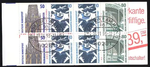 29a MH SWK 1993 mit PLF VII: Strich im Ornament, Feld 4, VS-O Frankfurt 10.11.93
