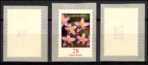 3094 Tausendgüldenkraut 28 Cent sk - 3 Nummernmarken 2, 3 und 4-stellig, Set **