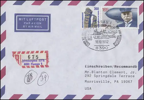 R-Zettel Congrès annuel du BDPh Passau, R Bf SSt Zeppelin sur Passenau 16.10.1992