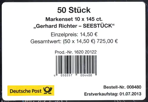 FB 32 Gerhard Richter, Folienblatt - Banderole Type Ib - orange, ohne DHL-Code