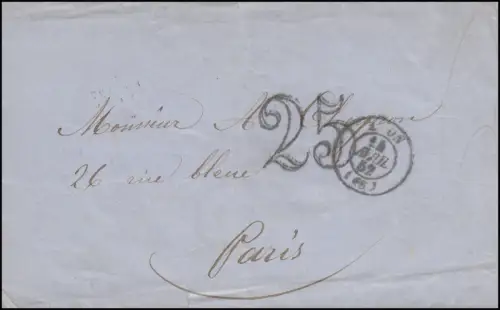 France Préphilatelie Avant-Page de la lettre LYON 12.4.52 avec grand 25 à Paris