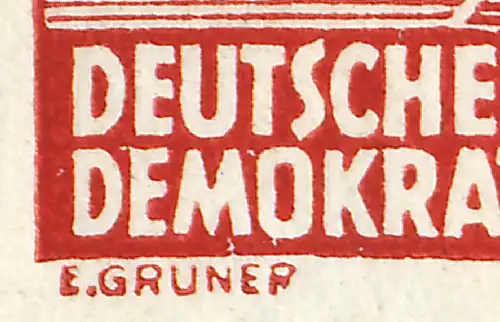HBl. 9A-XIII aus MH 3 Fünfjahrplan, PLF zweites R in GRUNER defekt, Feld 4, **