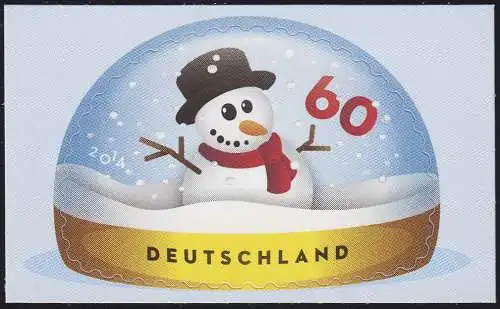 3113 Winter - Schneekugel - Schneemann, selbstklebend auf neutraler Folie, **