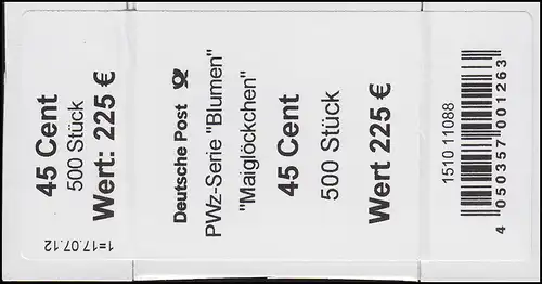 2794 Maiglöckchen 45 Banderole / Aufkleber 500er, mit Datum, Angabe Stück