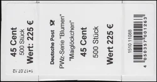 2794 Maiglöckchen 45 Banderole / Aufkleber 500er, mit Datum, Angabe Stück