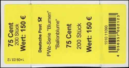 2835 Ballonblume 75 Banderole / Aufkleber für 200er-Rolle