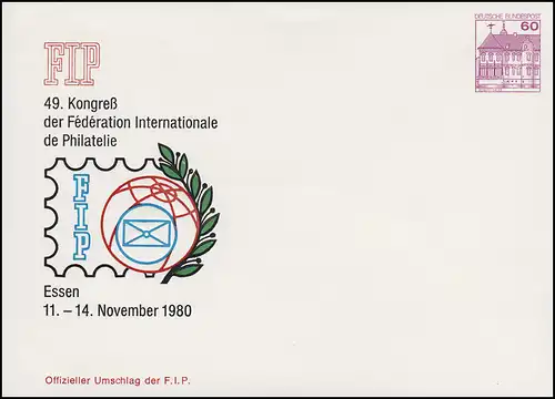 PU 115/64 BuS 60 Pf FIP-Kongress Essen 1980, ungebraucht