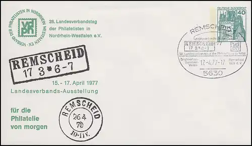 PU 110/18 BuS 40 Pf LV-Tagung und Ausstellung NRW vdph, SSt Remscheid 17.4.1977