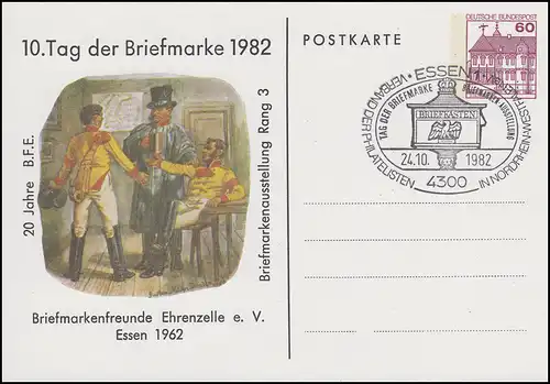 PP 106 BuS Tag der Briefmarke 1982 & Postillone, SSt Essen Briefkasten 24.10.82