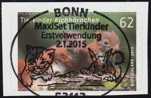 3129 Tierkinder: Eichhörnchen, selbstklebend aus FB 44, EV-O Bonn