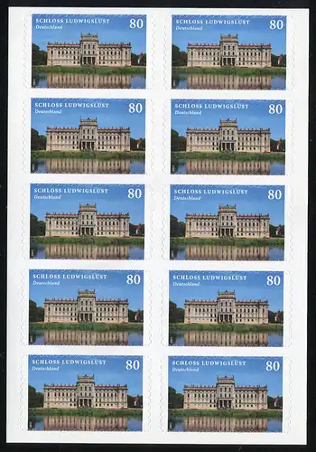 FB 43 Château Ludwigslust, feuille de 10x 3128, **
