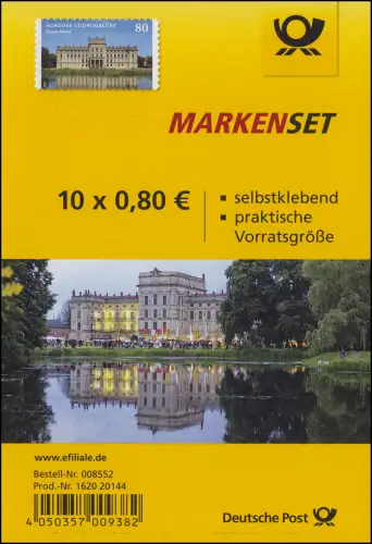 FB 43 Château Ludwigslust, feuille de 10x 3128, EV-O Bonn