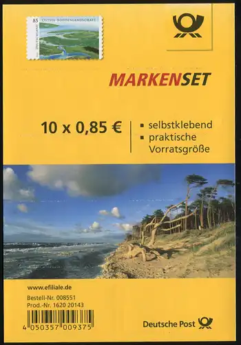 FB 45 Ostsee - Boddenlandschaft, Folienblatt mit 10x 3131, **