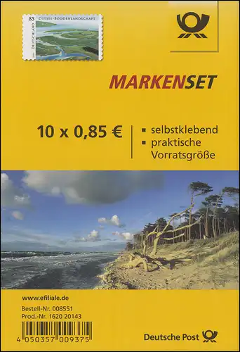 FB 45 Ostsee - Boddenlandschaft, Folienblatt mit 10x 3131, EV-O Bonn