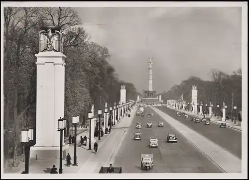 Ansichtskarte Ost-West-Achse mit Siegessäule, EF Berlin Rotes Kreuz 11.3.41