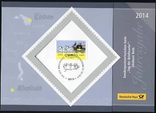 Jahresgabe der Post 2014 - Tag der Briefmarke Lindauer Bote und Postkutsche