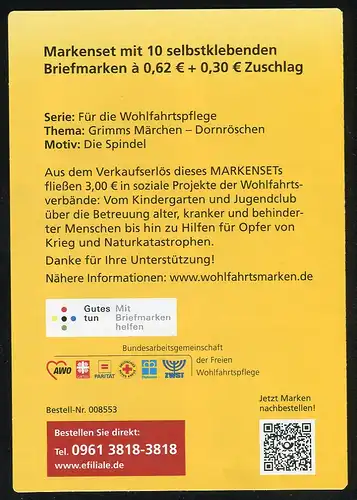 98 MH Grimms conte de fées: Dornröchen 62 cent, premier tampon d'utilisation Bonn 5.2.2015