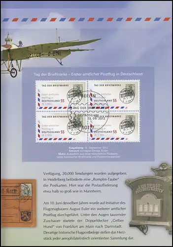 2954 Tag der Briefmarke & Erster amtlicher Postflug in Deutschland - EB 6/2012