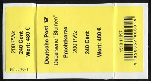 2969 Prachtkerze 240 Banderole / Aufkleber, Angabe PWz