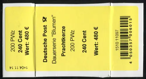 2969 Prachtkerze 240 Banderole / Aufkleber, Angabe PWz