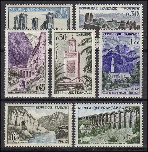 France 1283-1289 Bâtiments et paysages 1960, 7 valeurs, ensemble **
