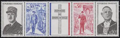 France 1772-1775 Premier anniversaire de la mort de Charles de Gaulle 1971, tranches de cinq **