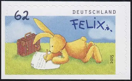 3142 Post von Hase Felix, 62 Cent, selbstklebend, auf neutraler Folie, **