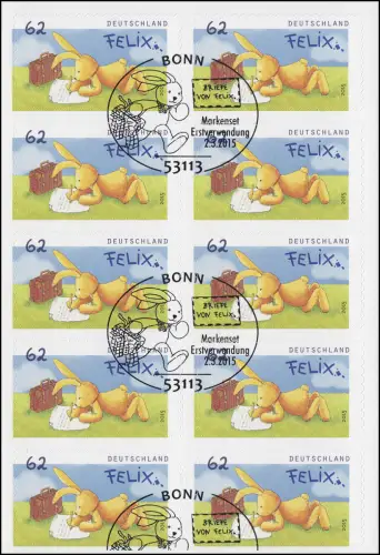FB 46 Felix der Hase - Post von Felix, Folienblatt mit 10x 3142, EV-O Bonn
