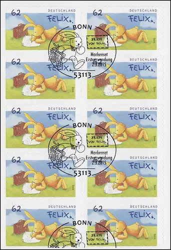 FB 46 Felix le lapin - Post de Ferix, feuille de 10x 3142, EV-O Bonn