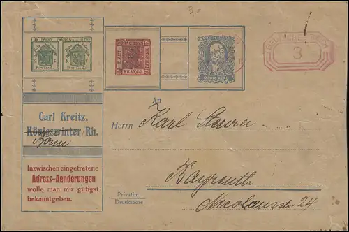 Absenderfreistempel Bonn 27.2.25 auf Drucksache Briefmarken-Kreitz nach Bayreuth