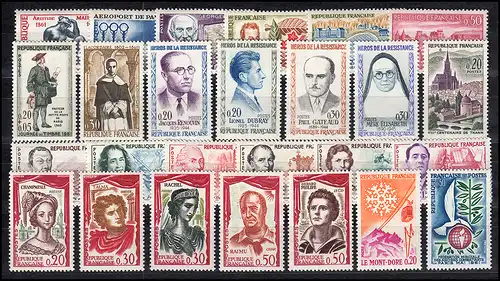 1334-1377 Frankreich Jahrgang 1961 komplett, postfrisch