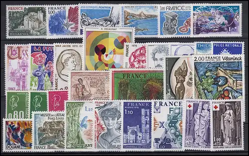 1947-2005 Frankreich Jahrgang 1976 komplett, postfrisch