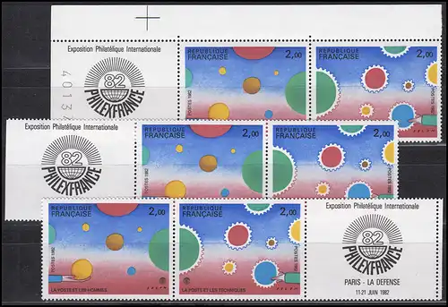 2321-2322 Exposition PhILEXFRANCE 1982 set de compression (3 ZD) **