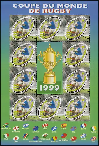 3421 Rugby-Weltmeisterschft 1999 - Kleinbogen mit PLF I: ITV statt ITV F, KB **