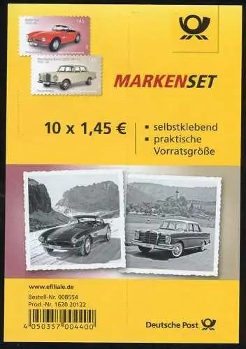 FB 47 Automobile BMW und Mercedes-Benz, Folienblatt mit 5x 3147/3148, **